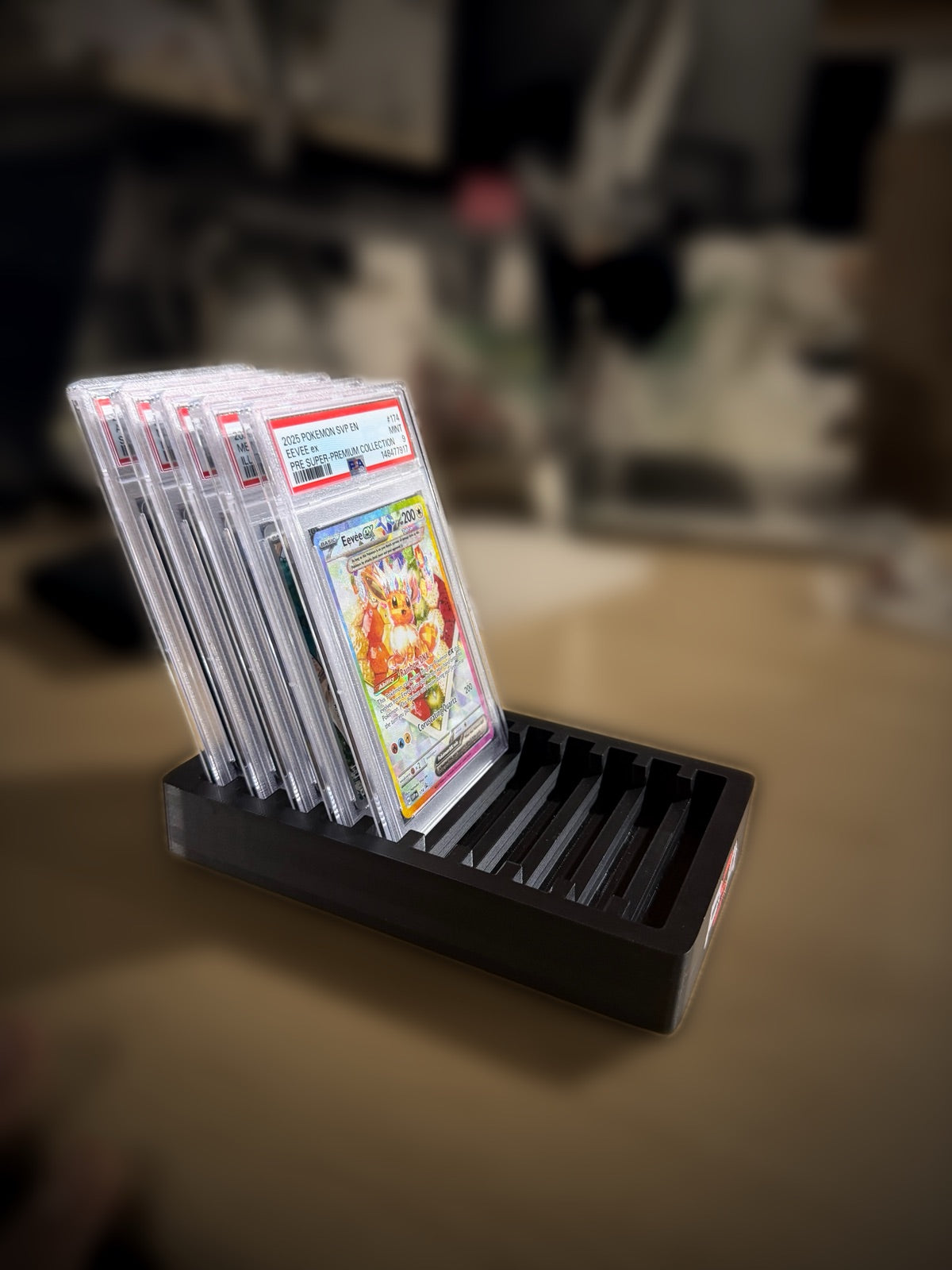 A tray full of slabs, viewed from the side